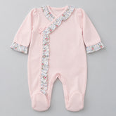 Macacão para Bebê Suedine Rosa e Floral
