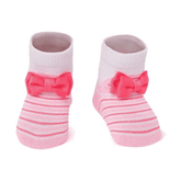 Meia Soquete Puket - Listada Laço - Rosa