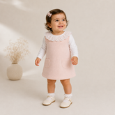 Vestido Tricotil Rosa e Body com Gola Laise