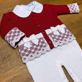 Jardineira e Casaco - Amanda - Red com Pérolas Swarovski