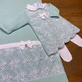 Vestido, Calça e Manta - Frozen - Verdinho com Pérolas e Cristais Swarovski