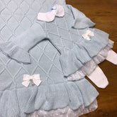 Vestido. Calça e Manta - Alicia - Azul Pó com Pérolas Swarovski