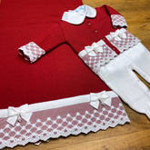 Jardineira. Casaco e Manta - Amanda - Red com Pérolas Swarovski