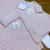 Vestido. Calça e Manta - Bárbara - Rosa Pastel com Pérolas e Cristais Swarovski
