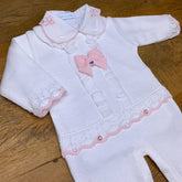 Macacão - Tamires - Branco e Rosa com Cristais e Pérolas Swarovski