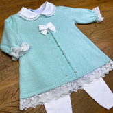 Vestido e Calça - Rendinha - Verdinho com Pérolas e Cristais Swarovski