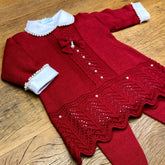 Vestido e Calça - Domitila - Red com Pérolas e Cristais Swarovski