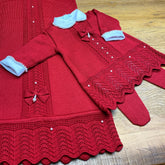 Vestido, Calça e Manta - Domitila - Red com Pérolas e Cristais Swarovski