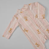 Macacão Magnético - Algodão Egípcio - Listado Ursa Rosa