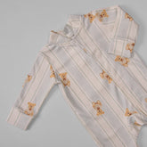 Macacão Magnético - Algodão Egípcio - Listado Urso Azul