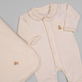 Macacão e Manta para Bebê - Algodão Pima - Carneirinho