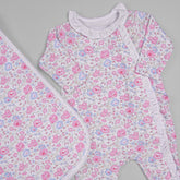 Macacão e Manta para Bebê em Algodão Pima - Floreado