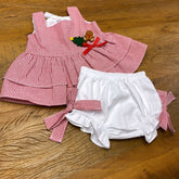 Conjunto Bata e Calcinha - Nathalie - Vermelho e Branco