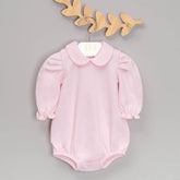Body com Gola para Bebê Algodão Pima (Menina) - Rosa