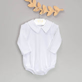 Body com Gola para Bebê Algodão Pima (Menino) - Branco