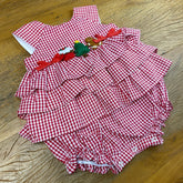 Jardineira - Natalia - Vermelho e Branco