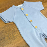 Macacão Manga Curta - Suedine - Wood - Azul