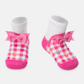 Meia Soquete Puket - Xadrez Laço - Pink