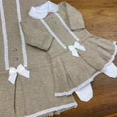 Vestido. Calça e Manta - Melissa - Amêndoa com Cristais Swarovski