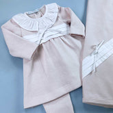 Vestido. Calça e Manta para Bebê - Tricotil - Helena - Rosa