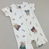 Macacão Zíper - Curto - Algodão Egípcio - Zoo Safari