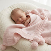 Manta PomPom Rosa Pastel