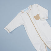 Macacão para Bebê Urso - Suedine - Bege