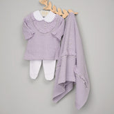 Vestido, Calça e Manta - Virgínia - Lavanda com Pérolas e Cristais