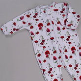 Macacão Zíper - Algodão Egípcio - Flores Vermelha