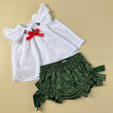 Conjunto e Bata Calcinha para Bebê - Look de Natal Menina