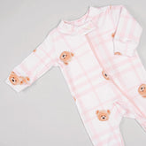 Macacão Zíper - Algodão Egípcio - Ursa Xadrez Rosinha