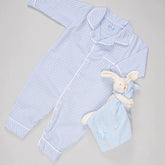 Macacão Pijama para Bebê - Xadrez Azul