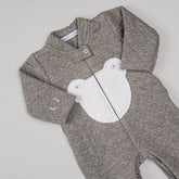 Macacão para Bebê - Cotton Touch - Urso Mescla e Branco