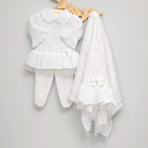 Vestido, Calça e Manta - Alicia - Branco com Pérolas Swarovski