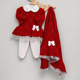 Vestido, Calça e Manta - Alicia - Red com Pérolas Swarovski