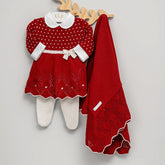 Vestido, Calça e Manta - Casinha - Red com Pérolas e Cristais Swarovski