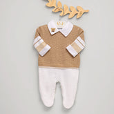 Macacão - Enrico - Amêndoa e Branco