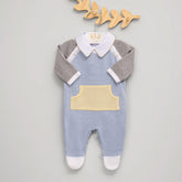 Macacão - Barcelona - Blue Sky, Steal, Amarelo Pó e Branco