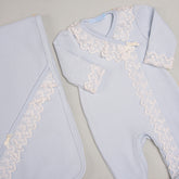 Macacão e Manta - Tricotil - Letícia - Azul Pó