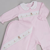 Macacão e Manta - Algodão Pima - Coelhinha - Rosa