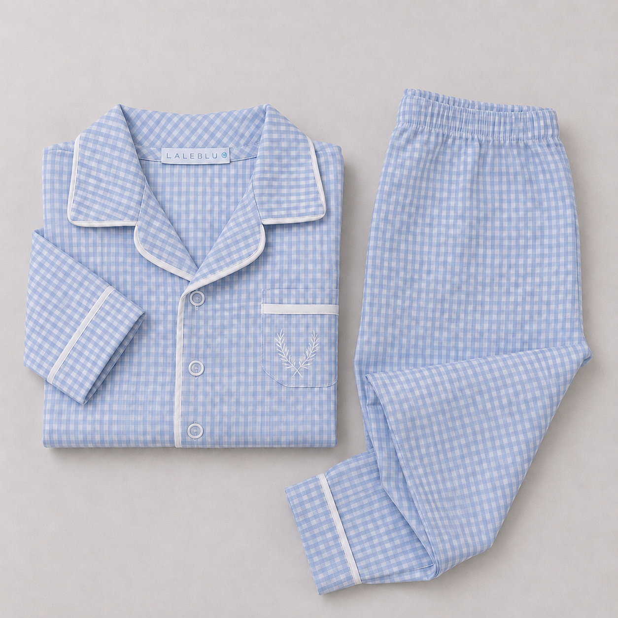 Conjunto Pijama para Bebê - Xadrez Azul