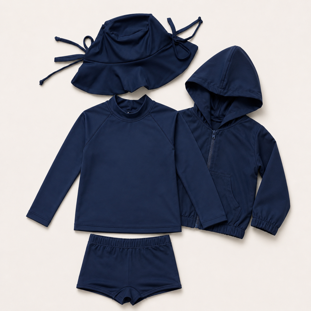 Chapéu de Praia de Bebê com Proteção UV FPS 50 - Azul Marinho