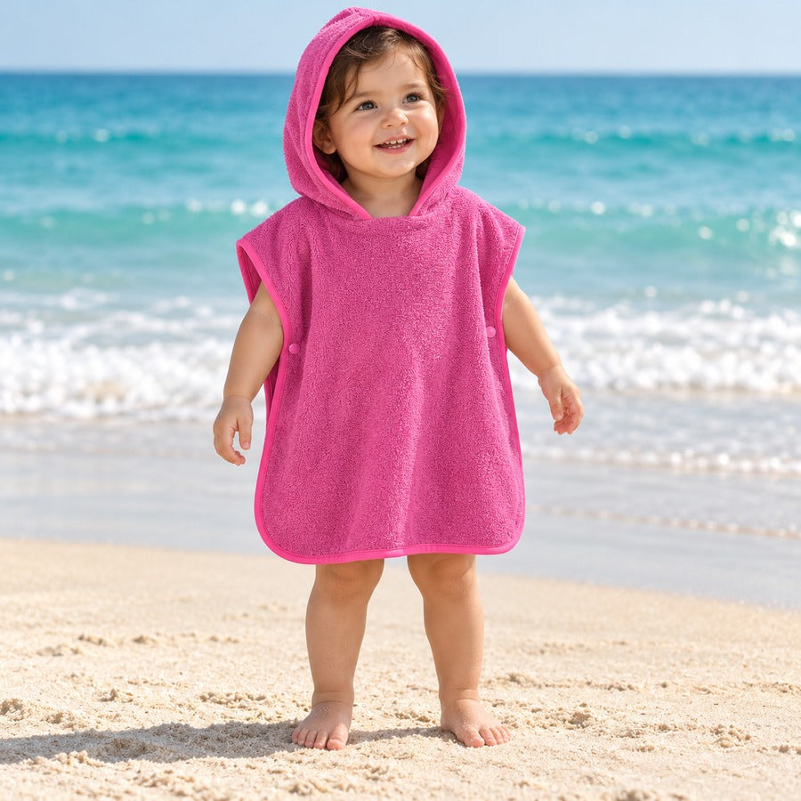 Roupão de Praia de Bebê com Proteção UV FPS 50 Rosa