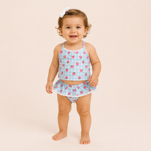Biquíni de Bebê com Proteção UV FPS 50 - Morango