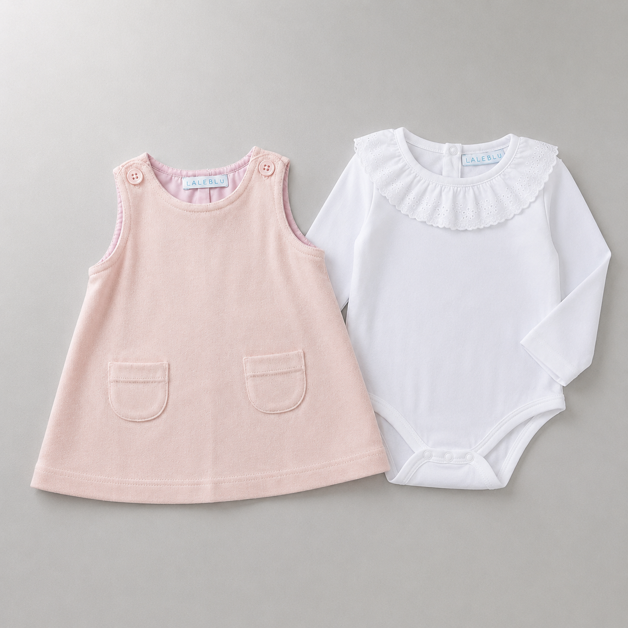 Vestido Tricotil Rosa e Body com Gola Laise