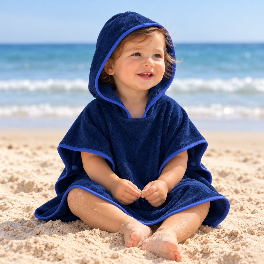 Roupão de Praia de Bebê com Proteção UV FPS 50 Azul Marinho