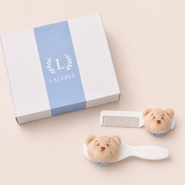 Kit Presente para Bebê - Pente e Escova Urso Azul