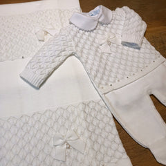 Macacão e Manta - Clarice - Branco com Pérolas e Cristais Swarovski