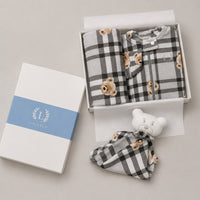 Kit Presente - Urso Xadrez Cinza