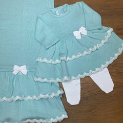 Vestido, Calça e Manta - Saia Dupla - Verdinho com Cristais Swarovski